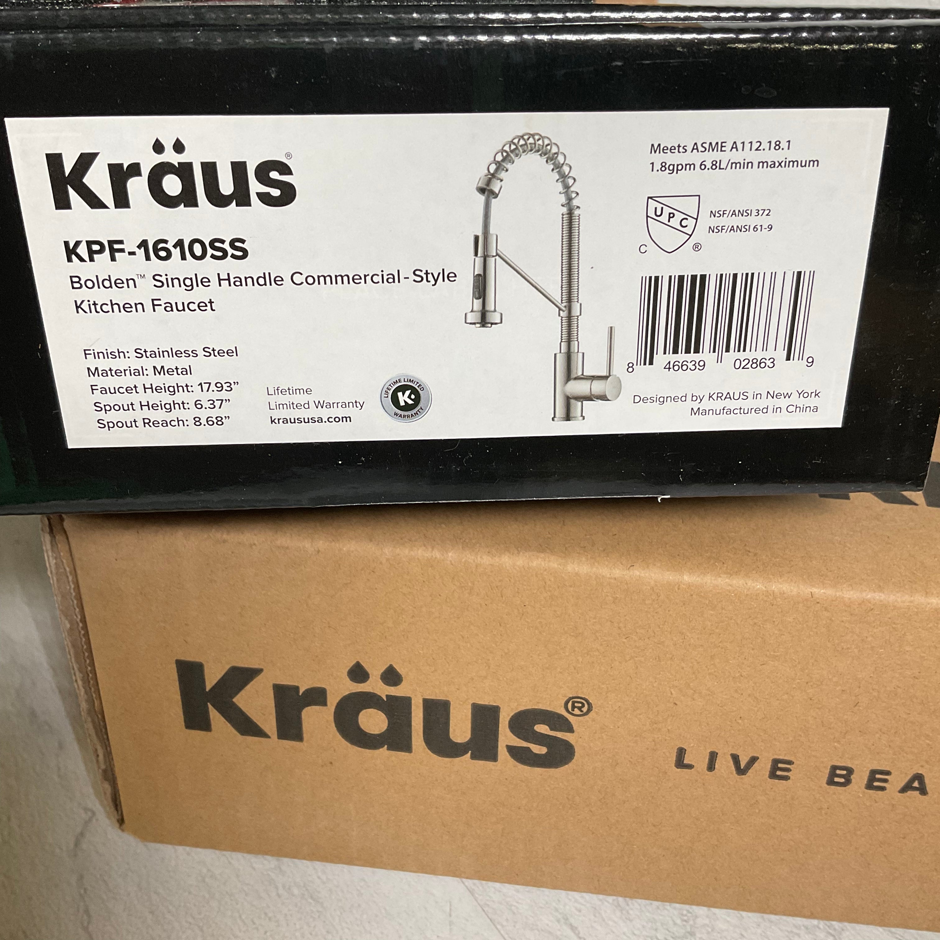 Kraus KPF-1610SS Bolden 18-Inch Commercial Kitchen Faucet, Pull-Down Sprayhead (7002963607735)